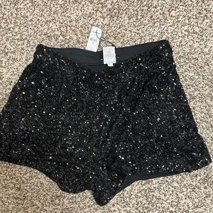 Express black sparkly shorts
